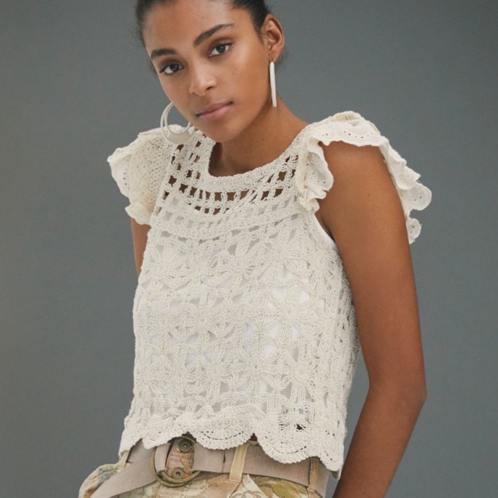 Anthropologie Bishop + Young Crochet Knit Top
